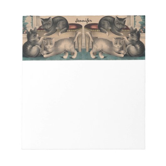 Vintag Adorable Kittens Lithograph Notizblock (Vorderseite)
