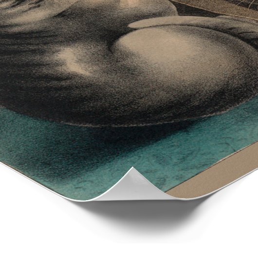 Vintag Adorable Kittens Lithograph Poster (Ecke)