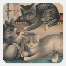Vintag Adorable Kittens Lithograph