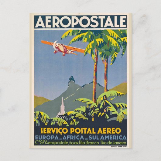 Vintag Aeropostale Travel Postcard Postkarte (Vorderseite)