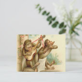 Vintag, Affen, die Musikinstrumente spielen Postkarte (Stehend Vorderseite)