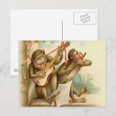 Vintag, Affen, die Musikinstrumente spielen Postkarte (Vorne/Hinten)