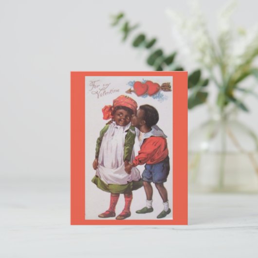 Vintag-Afrikanisch-Amerikanische Valentinische Pos Postkarte (Stehend Vorderseite)