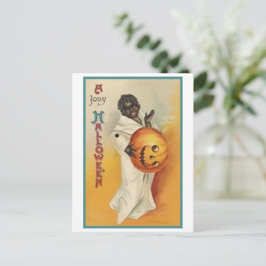 Vintag-Afrikanisches Halloween Feiertagspostkarte (Stehend Vorderseite)