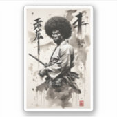 Vintag Afro Samurai Aufkleber (Vorderseite)