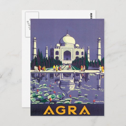 Vintag Agra Taj Mahal Indien Postkarte (Vorne/Hinten)