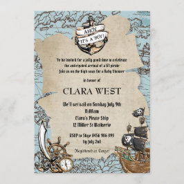 Vintag Ahoy Es ist eine Boy Pirate Baby Shower Kar Einladung