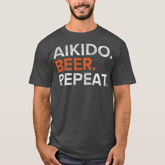 Vintag Aikido Beer Repeat Funny T-Shirt (Vorderseite)