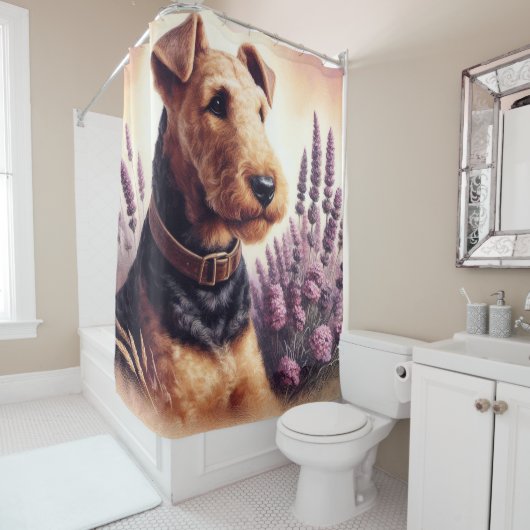 Vintag Airedale Terrier Painting Duschvorhang (Beispiel)