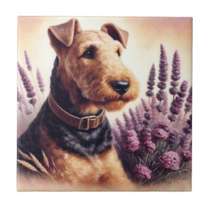 Vintag Airedale Terrier Painting Fliese