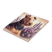 Vintag Airedale Terrier Painting Fliese (Seite)