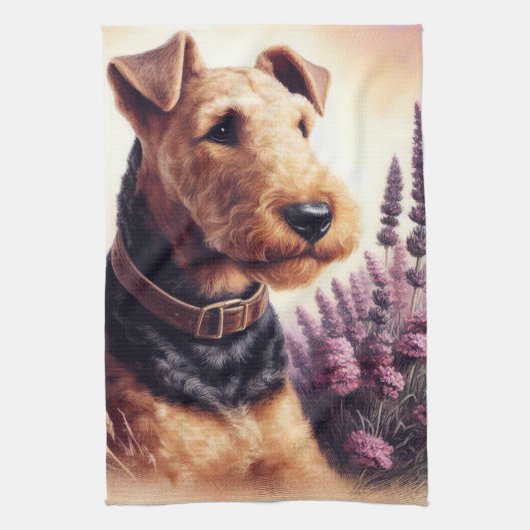 Vintag Airedale Terrier Painting Geschirrtuch (Vertikal)