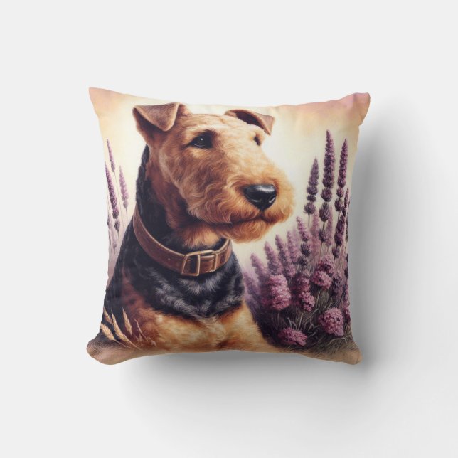 Vintag Airedale Terrier Painting Kissen (Vorderseite)