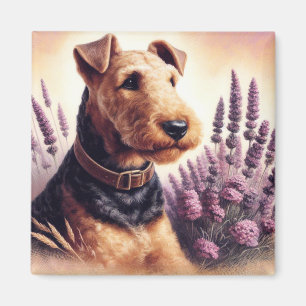 Vintag Airedale Terrier Painting Magnet