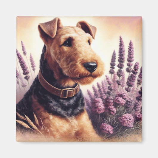 Vintag Airedale Terrier Painting Magnet (Vorne)