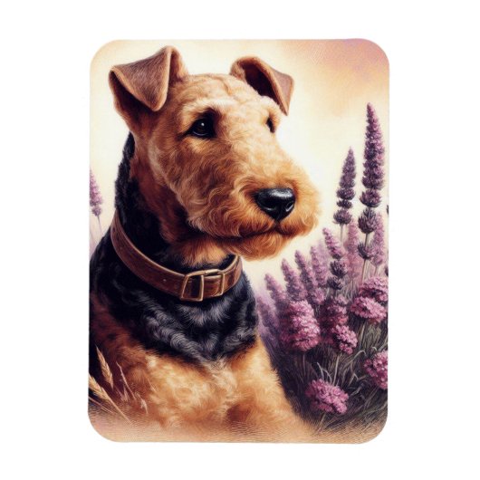 Vintag Airedale Terrier Painting Magnet (Vertikal)