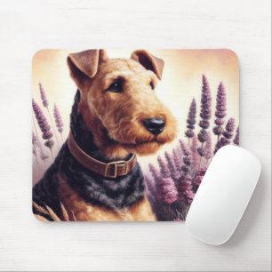 Vintag Airedale Terrier Painting Mousepad