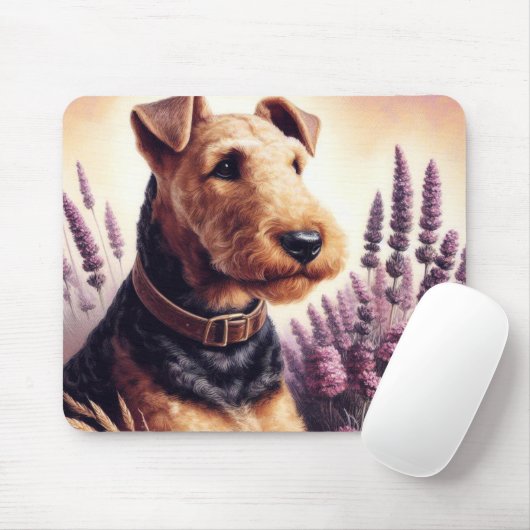 Vintag Airedale Terrier Painting Mousepad (Mit Mouse)