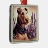 Vintag Airedale Terrier Painting Ornament Aus Metall (Rechts)