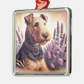 Vintag Airedale Terrier Painting Ornament Aus Metall (Links)