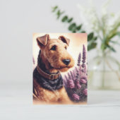 Vintag Airedale Terrier Painting Postkarte (Stehend Vorderseite)
