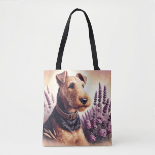 Vintag Airedale Terrier Painting Tasche