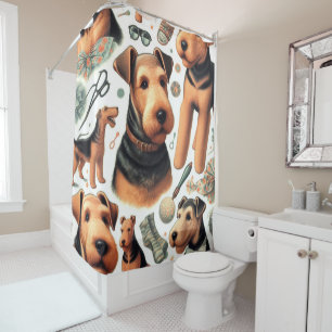 Vintag Airedale Terrier Seamless Duschvorhang