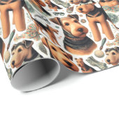 Vintag Airedale Terrier Seamless Geschenkpapier (Rolleneckpunkt)