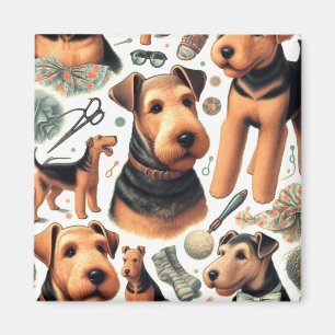Vintag Airedale Terrier Seamless Magnet