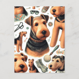 Vintag Airedale Terrier Seamless Postkarte