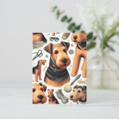 Vintag Airedale Terrier Seamless Postkarte (Stehend Vorderseite)