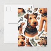 Vintag Airedale Terrier Seamless Postkarte (Vorne/Hinten)