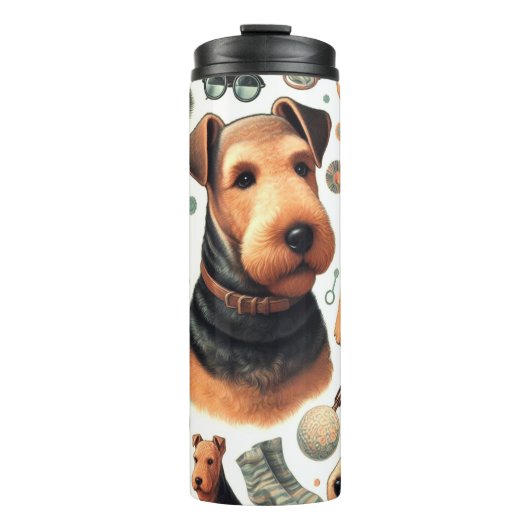 Vintag Airedale Terrier Seamless Thermosbecher (Vorderseite)
