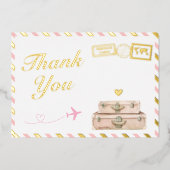 Vintag Airline Baby Girl Dusche Danke Karte (Vorderseite)