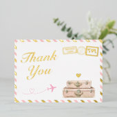 Vintag Airline Baby Girl Dusche Danke Karte (Stehend vorne)