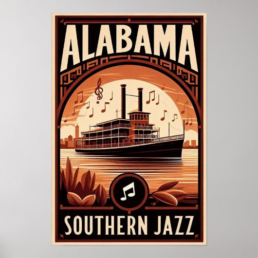 Vintag Alabama Jazz Riverboat Poster (Vorne)