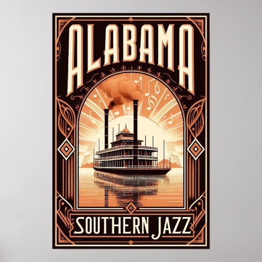 Vintag Alabama Jazz Riverboat Poster (Vorne)