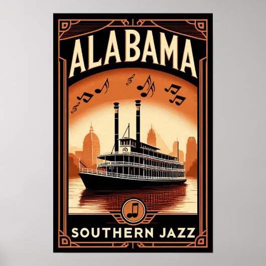 Vintag Alabama Jazz Riverboat Poster (Vorne)