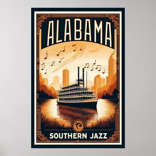 Vintag Alabama Jazz Riverboat Poster (Vorne)