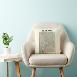 Vintag Alabama Map Pillow Kissen