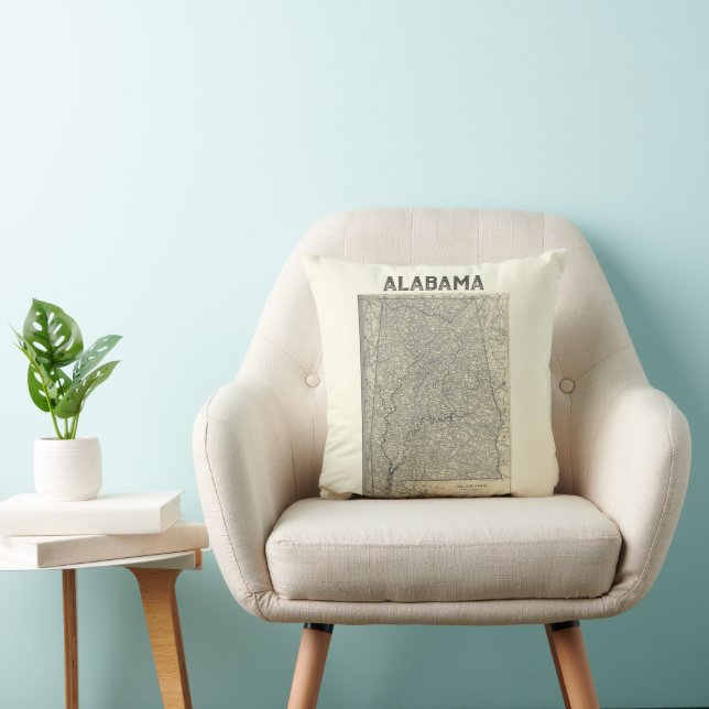 Vintag Alabama Map Pillow Kissen (Stuhl )