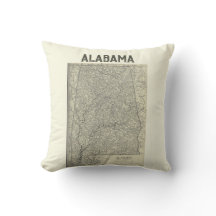 Vintag Alabama Map Pillow