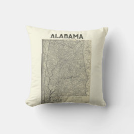 Vintag Alabama Map Pillow Kissen