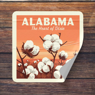 Vintag Alabama Quadratischer Aufkleber