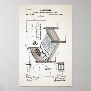 Vintag Alarm Clock Patent 1882 Poster