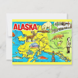Vintag Alaska Karte Postkarte