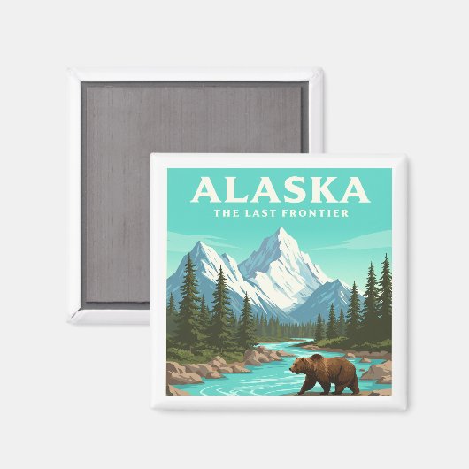 Vintag Alaska Magnet (Vorderseite/Rückseite)