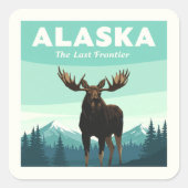Vintag Alaska Quadratischer Aufkleber (Vorderseite)