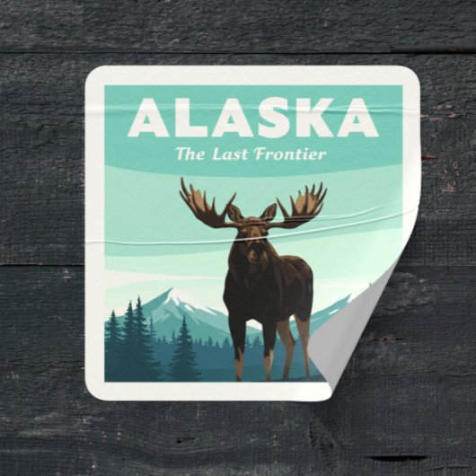 Vintag Alaska Quadratischer Aufkleber