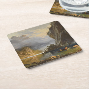 Vintag Albert Bierstadt Amerikanischen Ureinwohner Rechteckiger Pappuntersetzer